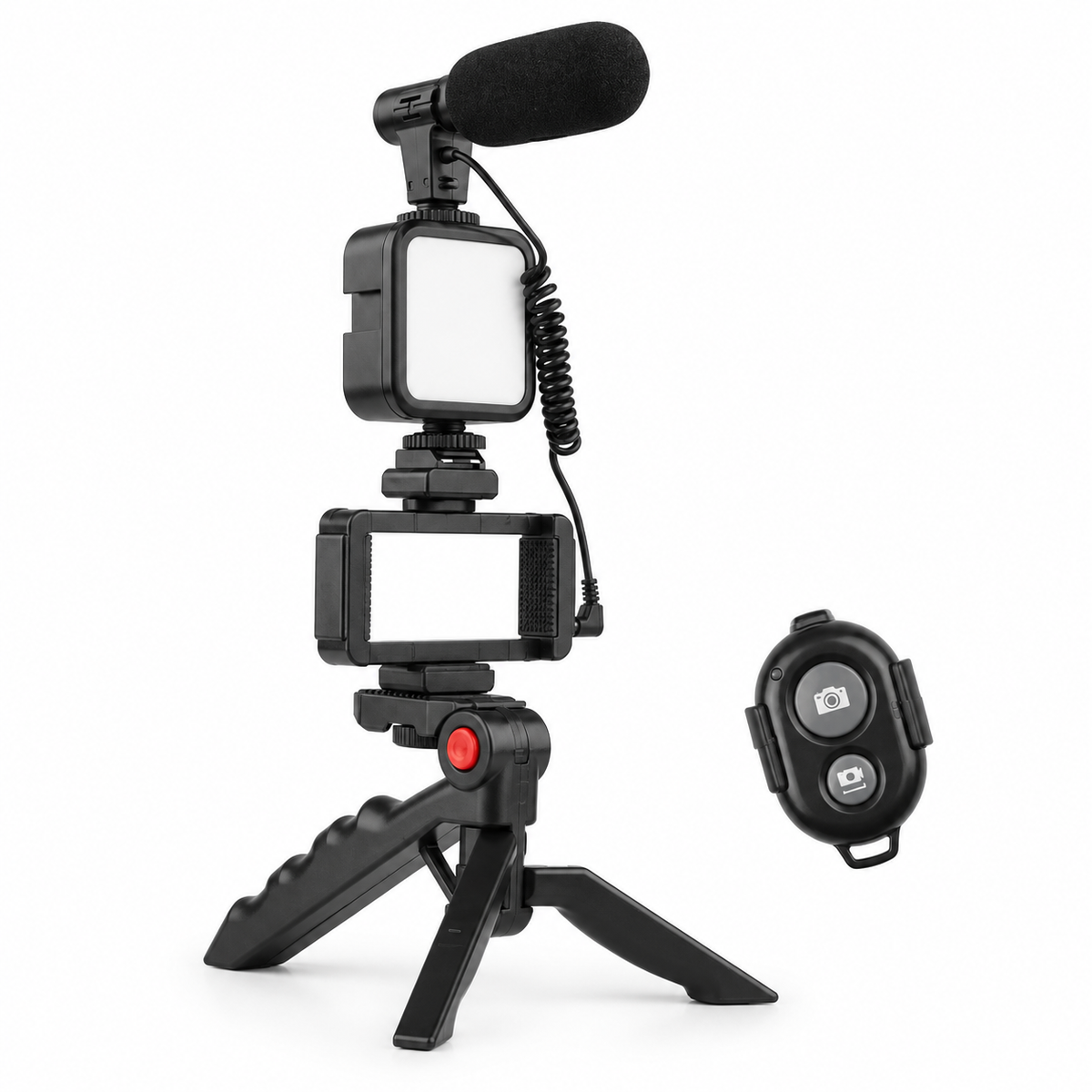 Kit de video para celular con trípode, luz LED y micrófono